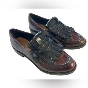 Women's Zara Trafaluc Burgundy Fashion Leather Casual Dress Loafers Size 6.5